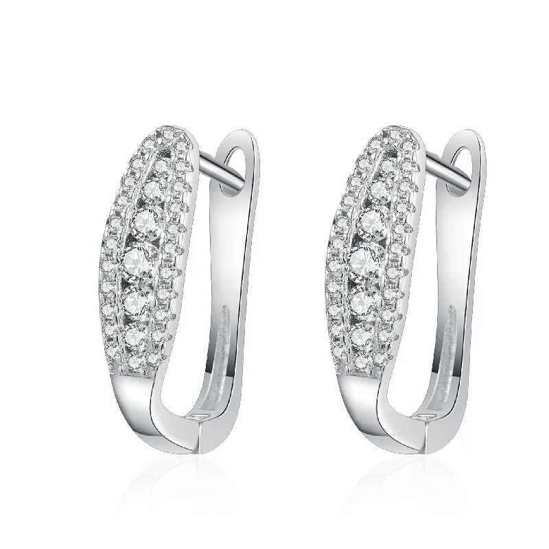 Hoop earrings with rhinestone embellishments for a glamorous and sparkling look-Wrapped Hook Moissanite Earrings for Women