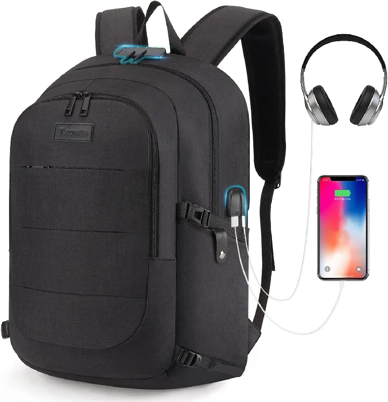 Sleek business backpack with hidden laptop pocket -Travel Laptop Backpack Water Resistant Anti-Theft Bag with USB Charging Port and Lock 14/15.6 Inch Computer Business Backpacks for Women Men College School Student Gift,Bookbag Casual Hiking Daypack