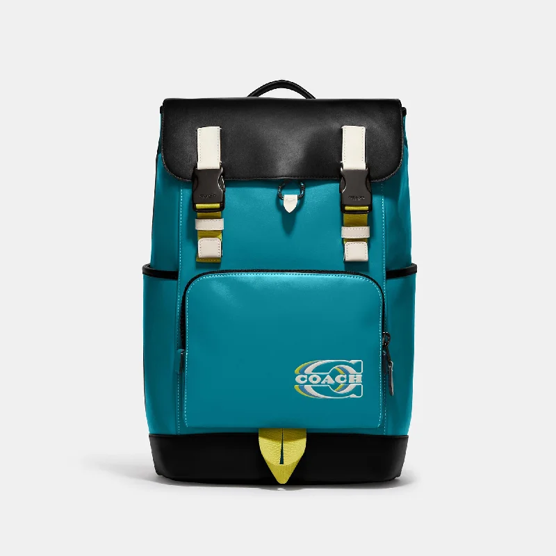 Urban travel backpack with smart organizer pockets -Coach Outlet Track Backpack In Colorblock With Coach Stamp