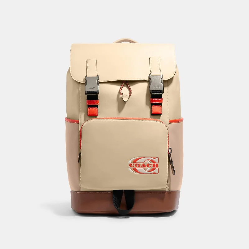 Lightweight daypack backpack for casual park strolls -Coach Outlet Track Backpack In Colorblock With Coach Stamp