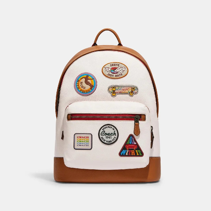 Affordable student backpack for heavy school books -Coach Outlet West Backpack With Patches