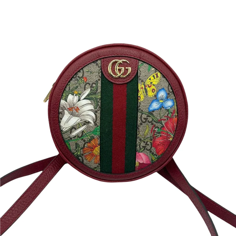 Waterproof hiking backpack for river crossing trips -Gucci Ophidia Supreme GG Canvas Floral Round Backpack with Trim NWB